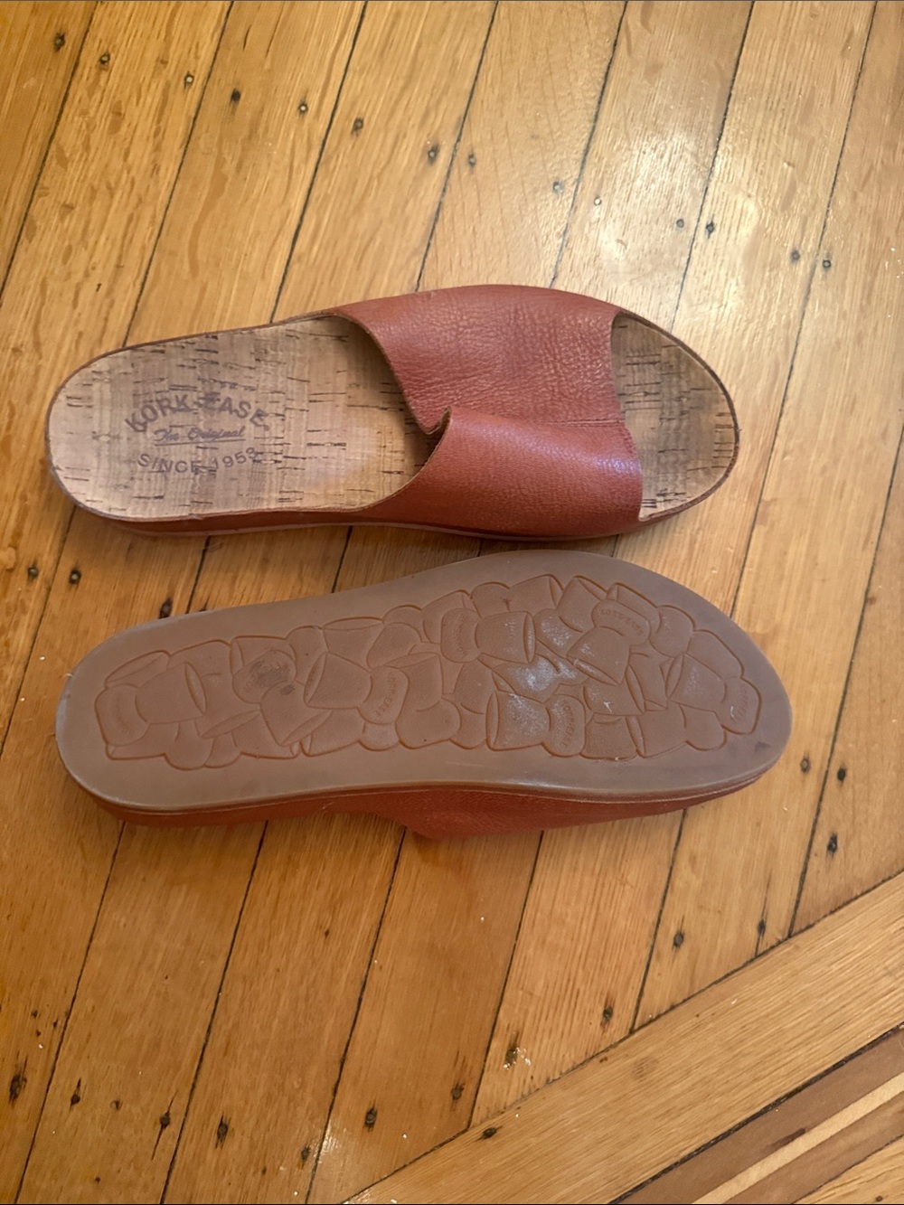 Kork-Ease Rust Leather Slide Sandals - Picture 3 of 4